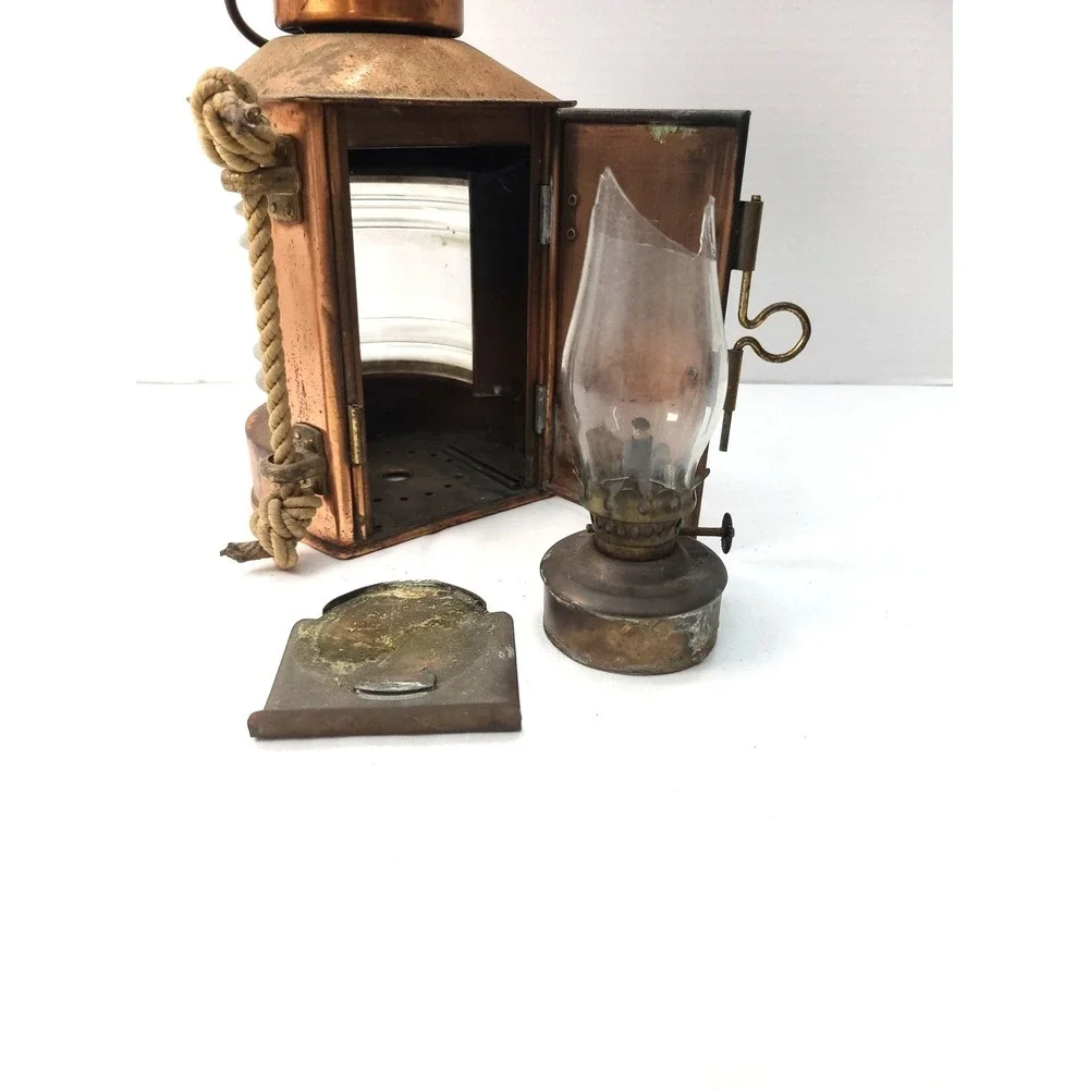 Vintage TOPLICHT‎ Copper & Brass Masthead Ship Lantern | Nautical Fresnel Lens